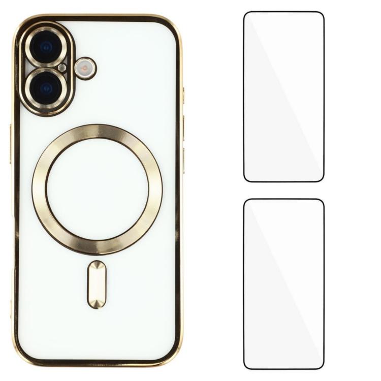 Custodia per telefono WANLONFENG CD magnetica in TPU galvanizzato con 2 pellicole protettive per lo schermo, For iPhone 17 Pro Max, For iPhone 17 Pro, For iPhone 17