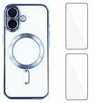 Custodia per telefono WANLONFENG CD magnetica in TPU galvanizzato con 2 pellicole protettive per lo schermo, For iPhone 17 Pro Max, For iPhone 17 Pro, For iPhone 17