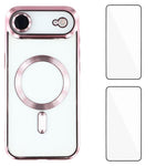 Custodia per telefono WANLONFENG CD magnetica in TPU galvanizzato con 2 pellicole protettive per lo schermo, For iPhone Air, For iPhone 16 Pro Max, For iPhone 16 Pro