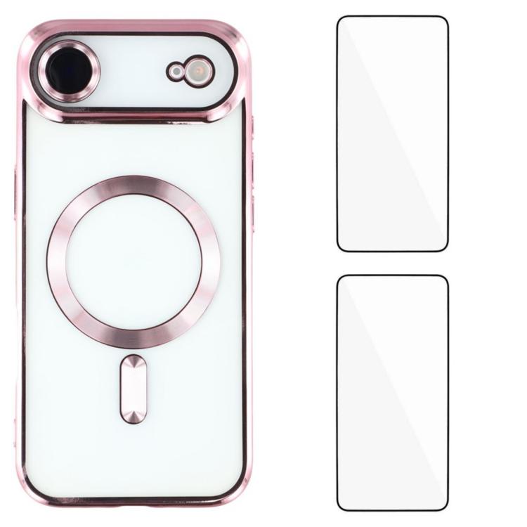 Custodia per telefono WANLONFENG CD magnetica in TPU galvanizzato con 2 pellicole protettive per lo schermo, For iPhone Air, For iPhone 16 Pro Max, For iPhone 16 Pro