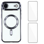 Custodia per telefono WANLONFENG CD magnetica in TPU galvanizzato con 2 pellicole protettive per lo schermo, For iPhone Air, For iPhone 16 Pro Max, For iPhone 16 Pro