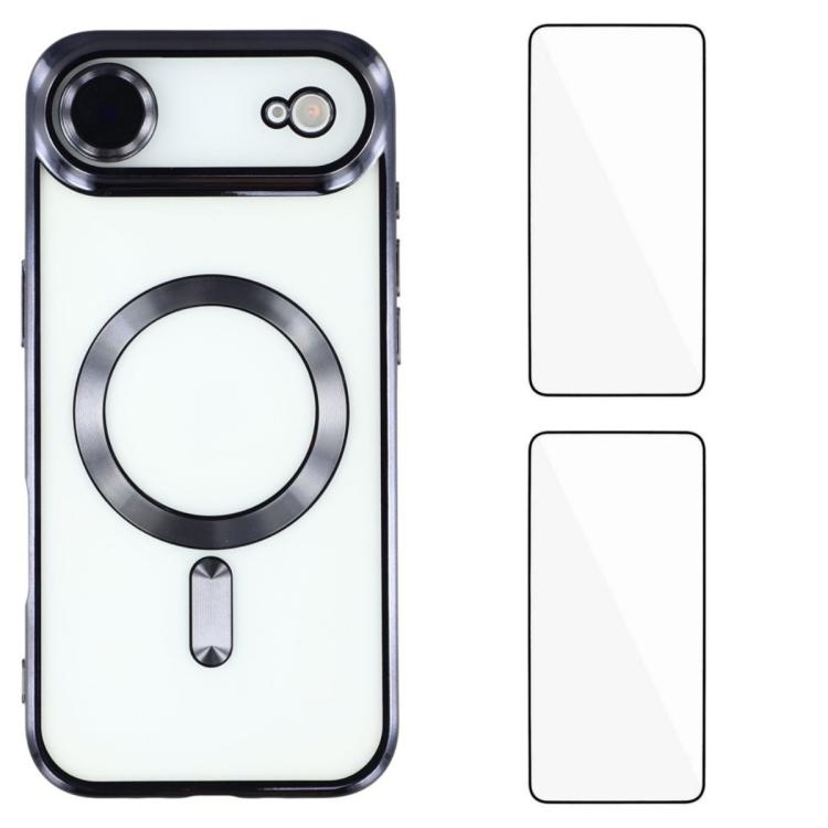 Custodia per telefono WANLONFENG CD magnetica in TPU galvanizzato con 2 pellicole protettive per lo schermo, For iPhone Air, For iPhone 16 Pro Max, For iPhone 16 Pro