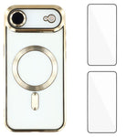 Custodia per telefono WANLONFENG CD magnetica in TPU galvanizzato con 2 pellicole protettive per lo schermo, For iPhone Air, For iPhone 16 Pro Max, For iPhone 16 Pro