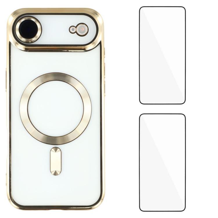 Custodia per telefono WANLONFENG CD magnetica in TPU galvanizzato con 2 pellicole protettive per lo schermo, For iPhone Air, For iPhone 16 Pro Max, For iPhone 16 Pro