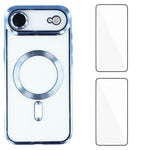 Custodia per telefono WANLONFENG CD magnetica in TPU galvanizzato con 2 pellicole protettive per lo schermo, For iPhone Air, For iPhone 16 Pro Max, For iPhone 16 Pro