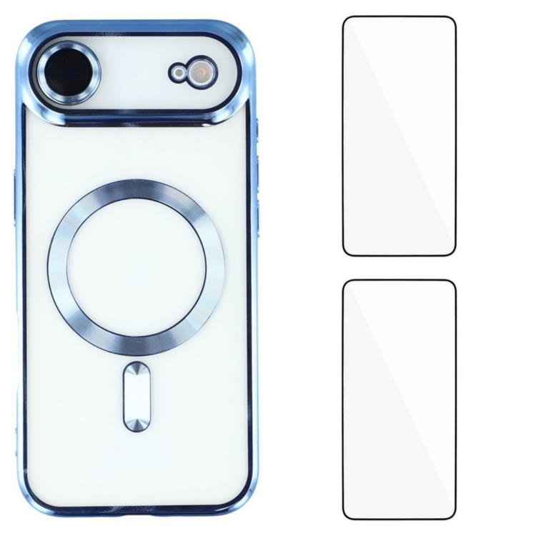 Custodia per telefono WANLONFENG CD magnetica in TPU galvanizzato con 2 pellicole protettive per lo schermo, For iPhone Air, For iPhone 16 Pro Max, For iPhone 16 Pro