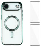 Custodia per telefono WANLONFENG CD magnetica in TPU galvanizzato con 2 pellicole protettive per lo schermo, For iPhone Air, For iPhone 16 Pro Max, For iPhone 16 Pro