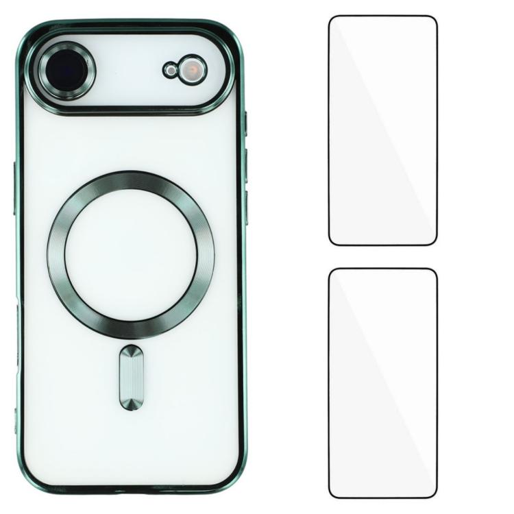 Custodia per telefono WANLONFENG CD magnetica in TPU galvanizzato con 2 pellicole protettive per lo schermo, For iPhone Air, For iPhone 16 Pro Max, For iPhone 16 Pro