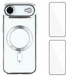Custodia per telefono WANLONFENG CD magnetica in TPU galvanizzato con 2 pellicole protettive per lo schermo, For iPhone Air, For iPhone 16 Pro Max, For iPhone 16 Pro