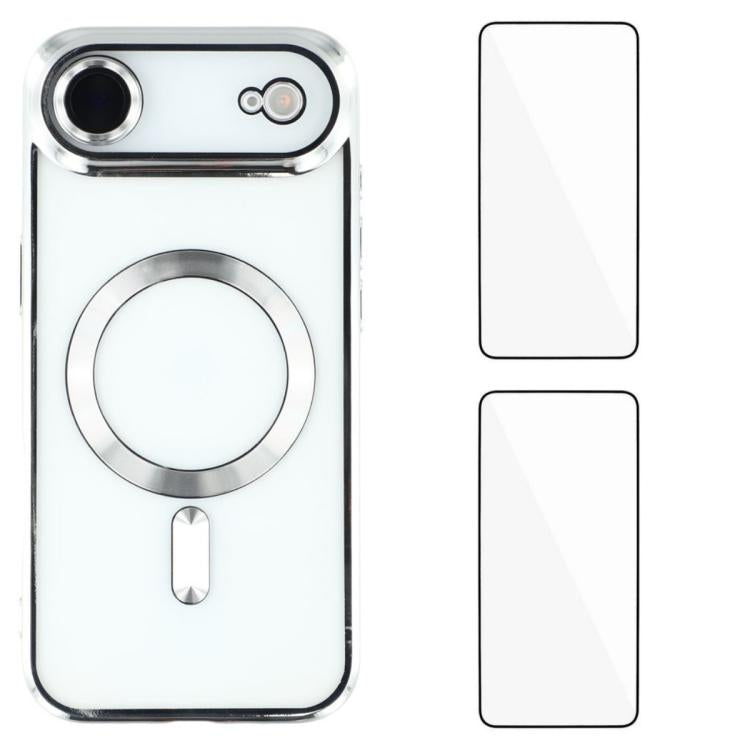 Custodia per telefono WANLONFENG CD magnetica in TPU galvanizzato con 2 pellicole protettive per lo schermo, For iPhone Air, For iPhone 16 Pro Max, For iPhone 16 Pro
