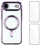 Custodia per telefono WANLONFENG CD magnetica in TPU galvanizzato con 2 pellicole protettive per lo schermo, For iPhone Air, For iPhone 16 Pro Max, For iPhone 16 Pro