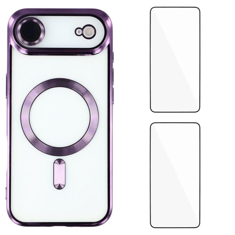 Custodia per telefono WANLONFENG CD magnetica in TPU galvanizzato con 2 pellicole protettive per lo schermo, For iPhone Air, For iPhone 16 Pro Max, For iPhone 16 Pro