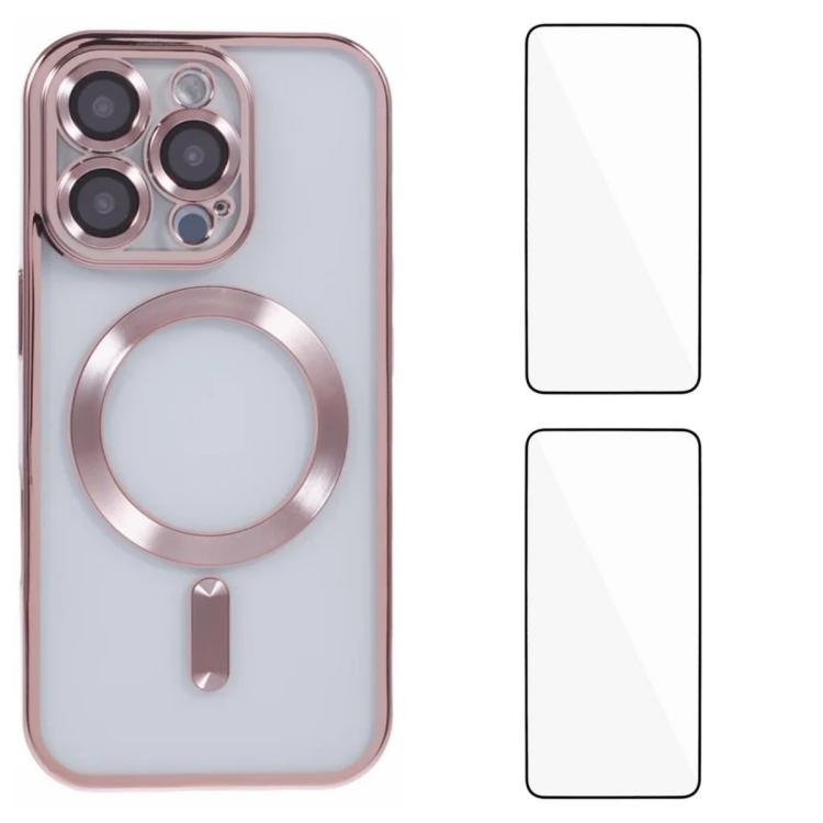Custodia per telefono WANLONFENG CD magnetica in TPU galvanizzato con 2 pellicole protettive per lo schermo, For iPhone Air, For iPhone 16 Pro Max, For iPhone 16 Pro