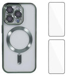 Custodia per telefono WANLONFENG CD magnetica in TPU galvanizzato con 2 pellicole protettive per lo schermo, For iPhone Air, For iPhone 16 Pro Max, For iPhone 16 Pro