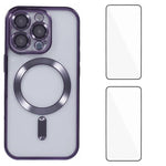 Custodia per telefono WANLONFENG CD magnetica in TPU galvanizzato con 2 pellicole protettive per lo schermo, For iPhone Air, For iPhone 16 Pro Max, For iPhone 16 Pro
