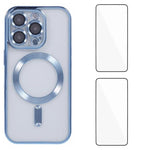 Custodia per telefono WANLONFENG CD magnetica in TPU galvanizzato con 2 pellicole protettive per lo schermo, For iPhone Air, For iPhone 16 Pro Max, For iPhone 16 Pro
