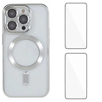 Custodia per telefono WANLONFENG CD magnetica in TPU galvanizzato con 2 pellicole protettive per lo schermo, For iPhone 14 Pro Max, For iPhone 13 Pro Max, For iPhone 13 Pro
