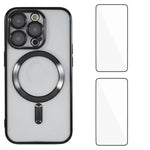 Custodia per telefono WANLONFENG CD magnetica in TPU galvanizzato con 2 pellicole protettive per lo schermo, For iPhone 14 Pro Max, For iPhone 13 Pro Max, For iPhone 13 Pro