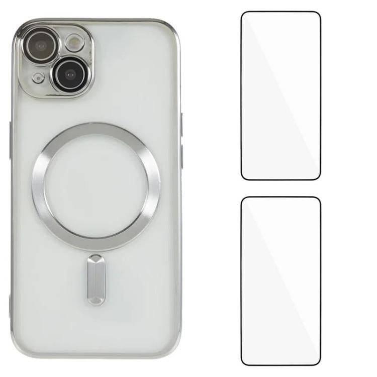 Custodia per telefono WANLONFENG CD magnetica in TPU galvanizzato con 2 pellicole protettive per lo schermo, For iPhone 13, For iPhone 12, For iPhone 12 Pro Max