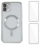 Custodia per telefono WANLONFENG CD magnetica in TPU galvanizzato con 2 pellicole protettive per lo schermo, For iPhone 13, For iPhone 12, For iPhone 12 Pro Max