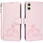 Custodia per telefono in ecopelle con cinturino e stampa a rilievo di gatto e farfalla, con protezione RFID., For Galaxy A35 5G, For Galaxy A05, For Galaxy A05s