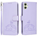 Custodia per telefono in ecopelle con cinturino e stampa a rilievo di gatto e farfalla, con protezione RFID., For Galaxy A35 5G, For Galaxy A05, For Galaxy A05s