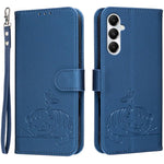 Custodia per telefono in ecopelle con cinturino e stampa a rilievo di gatto e farfalla, con protezione RFID., For Galaxy A35 5G, For Galaxy A05, For Galaxy A05s
