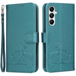 Custodia per telefono in ecopelle con cinturino e stampa a rilievo di gatto e farfalla, con protezione RFID., For Galaxy A35 5G, For Galaxy A05, For Galaxy A05s