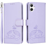 Custodia per telefono in ecopelle con cinturino e stampa a rilievo di gatto e farfalla, con protezione RFID., For Galaxy A07 5G / 4G, For Galaxy A17 5G, For Galaxy A06 5G / 4G
