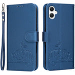 Custodia per telefono in ecopelle con cinturino e stampa a rilievo di gatto e farfalla, con protezione RFID., For Galaxy A07 5G / 4G, For Galaxy A17 5G, For Galaxy A06 5G / 4G