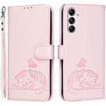 Custodia per telefono in ecopelle con cinturino e stampa a rilievo di gatto e farfalla, con protezione RFID., For Galaxy A54 5G, For Galaxy A14 5G