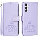 Custodia per telefono in ecopelle con cinturino e stampa a rilievo di gatto e farfalla, con protezione RFID., For Galaxy A54 5G, For Galaxy A14 5G