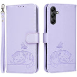 Custodia per telefono in ecopelle con cinturino e stampa a rilievo di gatto e farfalla, con protezione RFID., For Galaxy A16 5G / 4G, For Galaxy A15 5G, For Galaxy A55 5G