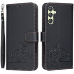 Custodia per telefono in ecopelle con cinturino e stampa a rilievo di gatto e farfalla, con protezione RFID., For Galaxy A25 5G, For Galaxy A24 4G, For Galaxy A34 5G