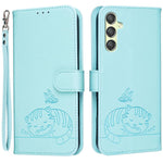 Custodia per telefono in ecopelle con cinturino e stampa a rilievo di gatto e farfalla, con protezione RFID., For Galaxy A25 5G, For Galaxy A24 4G, For Galaxy A34 5G