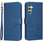 Custodia per telefono in ecopelle con cinturino e stampa a rilievo di gatto e farfalla, con protezione RFID., For Galaxy A25 5G, For Galaxy A24 4G, For Galaxy A34 5G