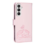 Custodia per telefono in ecopelle con cinturino e stampa a rilievo di gatto e farfalla, con protezione RFID., For Galaxy A25 5G, For Galaxy A24 4G, For Galaxy A34 5G