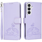 Custodia per telefono in ecopelle con cinturino e stampa a rilievo di gatto e farfalla, con protezione RFID., For Galaxy A25 5G, For Galaxy A24 4G, For Galaxy A34 5G