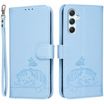 Custodia per telefono in ecopelle con cinturino e stampa a rilievo di gatto e farfalla, con protezione RFID., For Galaxy A25 5G, For Galaxy A24 4G, For Galaxy A34 5G