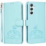 Custodia per telefono in ecopelle con cinturino e stampa a rilievo di gatto e farfalla, con protezione RFID., For Galaxy A25 5G, For Galaxy A24 4G, For Galaxy A34 5G