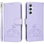 Custodia per telefono in ecopelle con cinturino e stampa a rilievo di gatto e farfalla, con protezione RFID., For Galaxy A25 5G, For Galaxy A24 4G, For Galaxy A34 5G