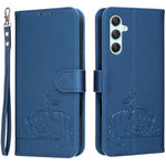 Custodia per telefono in ecopelle con cinturino e stampa a rilievo di gatto e farfalla, con protezione RFID., For Galaxy A25 5G, For Galaxy A24 4G, For Galaxy A34 5G