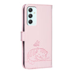 Custodia per telefono in ecopelle con cinturino e stampa a rilievo di gatto e farfalla, con protezione RFID., For Galaxy A35 5G, For Galaxy A05, For Galaxy A05s
