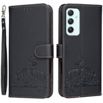 Custodia per telefono in ecopelle con cinturino e stampa a rilievo di gatto e farfalla, con protezione RFID., For Galaxy A35 5G, For Galaxy A05, For Galaxy A05s