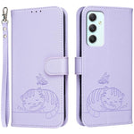 Custodia per telefono in ecopelle con cinturino e stampa a rilievo di gatto e farfalla, con protezione RFID., For Galaxy A35 5G, For Galaxy A05, For Galaxy A05s