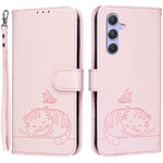 Custodia per telefono in ecopelle con cinturino e stampa a rilievo di gatto e farfalla, con protezione RFID., For Galaxy A54 5G, For Galaxy A14 5G