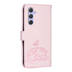 Custodia per telefono in ecopelle con cinturino e stampa a rilievo di gatto e farfalla, con protezione RFID., For Galaxy A54 5G, For Galaxy A14 5G