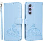 Custodia per telefono in ecopelle con cinturino e stampa a rilievo di gatto e farfalla, con protezione RFID., For Galaxy A54 5G, For Galaxy A14 5G
