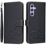 Custodia per telefono in ecopelle con cinturino e stampa a rilievo di gatto e farfalla, con protezione RFID., For Galaxy A16 5G / 4G, For Galaxy A15 5G, For Galaxy A55 5G