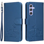 Custodia per telefono in ecopelle con cinturino e stampa a rilievo di gatto e farfalla, con protezione RFID., For Galaxy A16 5G / 4G, For Galaxy A15 5G, For Galaxy A55 5G